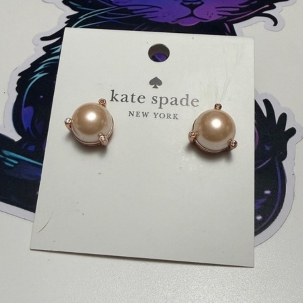 kate Spade READ DESCRIPTION New York Rise and Shine Pearl Stud Earrings W/ Dusty
